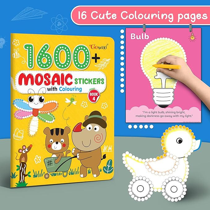 Gowoo 1600+ Mosaic Stickers with Colouring Book 4 - Image 2