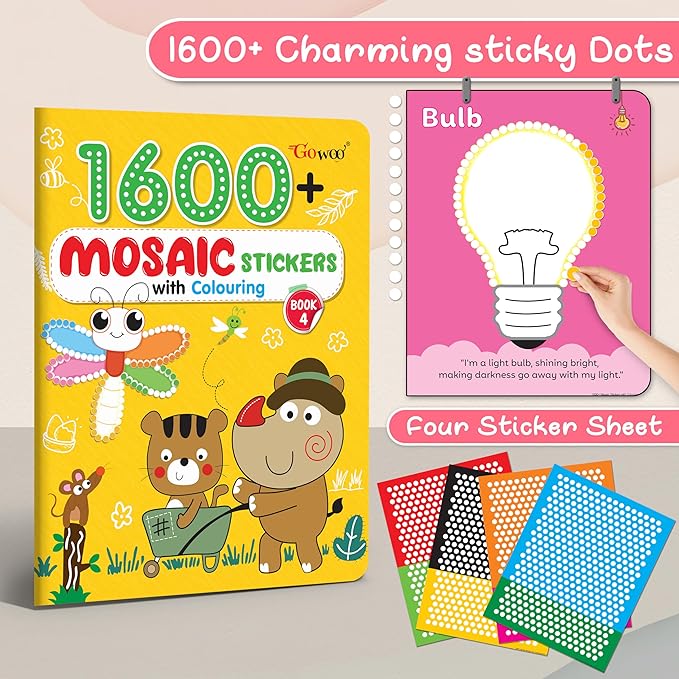 Gowoo 1600+ Mosaic Stickers with Colouring Book 4 - Image 3