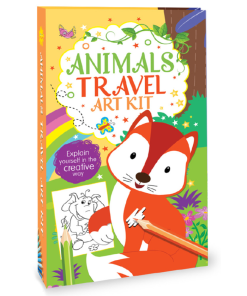 Hello Book Animals Travel Art Kit (with 2 Colouring Pads and 12 Colour Pencils)