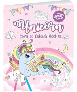 Hello Book Unicorn Copy to Colour Book with Stickers