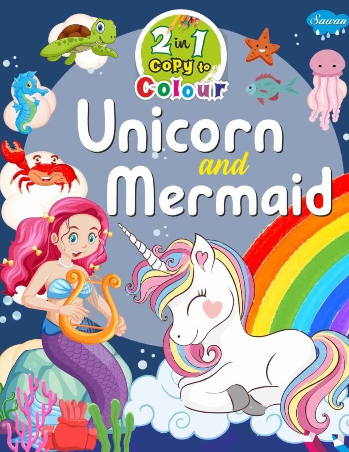 Manoj  2 in 1 Copy to Colour Unicorn and Mermaid