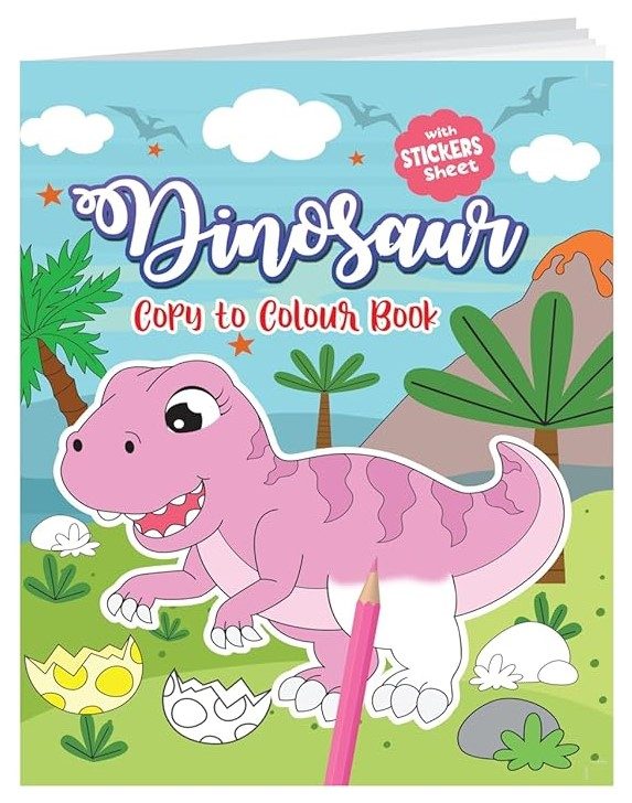 Hello Book Dinosaur Copy to Colour Book with Stickers