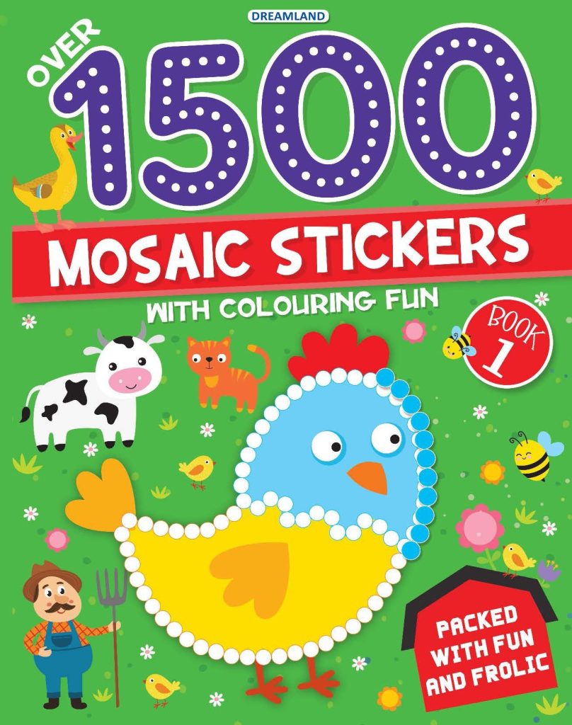 Dreamland 1500 Mosaic Stickers Book 1 with Colouring Fun  - Sticker Book for Kids Age 4 - 8 years