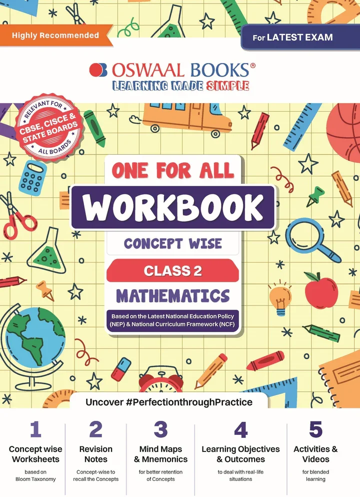 Oswaal One For All Workbook Concept Wise Mathematics for Class 2