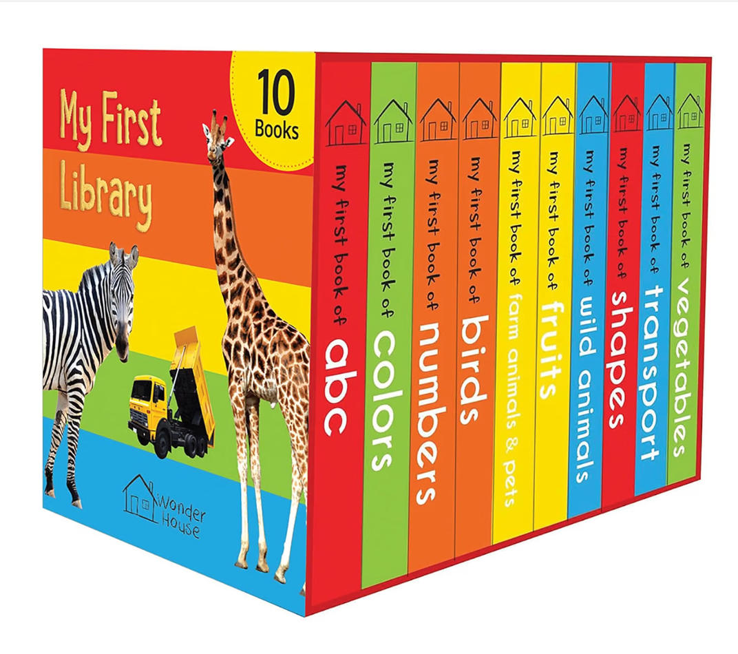 My First Library Boxset For Kids (10 Board Books) | Ages 0–3 Years | Early Learning | Gift Set For Babies | Toddlers & Preschoolers | Latest Premium Edition | Abc | Numbers | Shapes | Colors & More By Wonder House Books