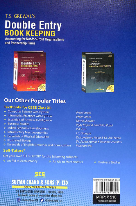 T.S. Grewal's Double Entry Book Keeping: Accounting for Not-for-Profit Organizations and Partnership Firms -(Vol. 1) Textbook for CBSE Class 12 (2022-23 Session) - Image 2